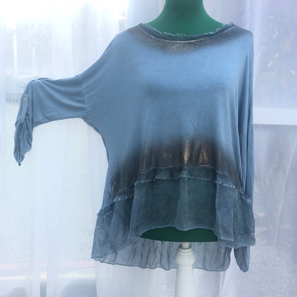Blue Gold Ombre Top